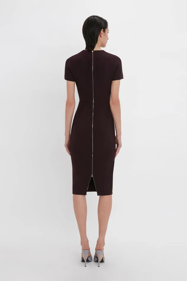 Dresses Women Victoria Beckham Fitted TShirt Dress In Deep Mahogany