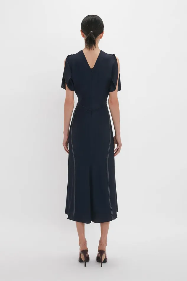 Dresses Women Victoria Beckham Gathered Waist Midi Dress In Midnight