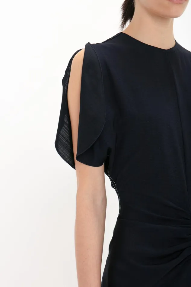 Dresses Women Victoria Beckham Gathered Waist Midi Dress In Midnight
