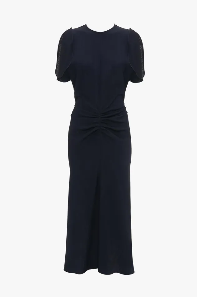 Dresses Women Victoria Beckham Gathered Waist Midi Dress In Midnight