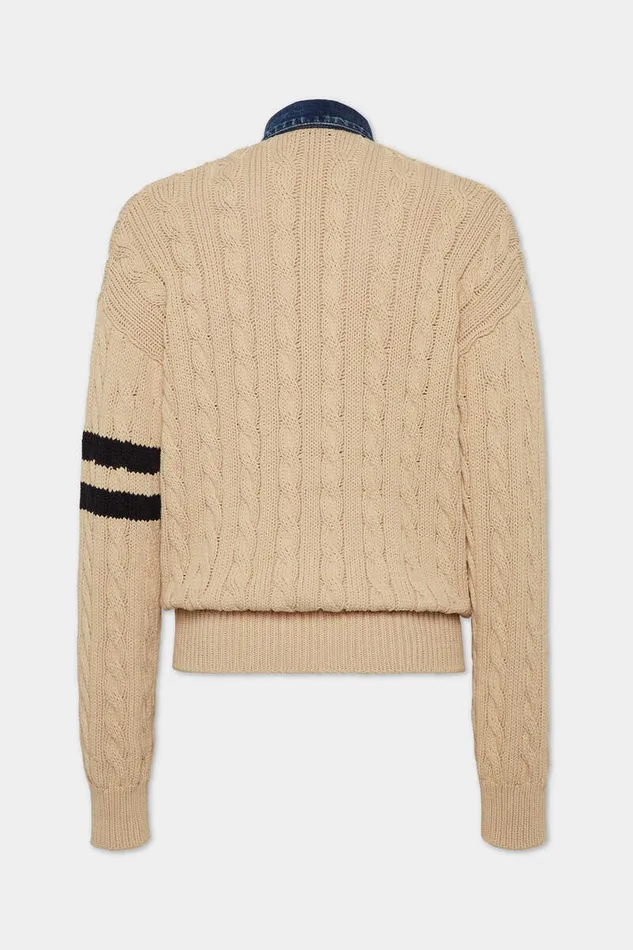 Dsquared2 Knitwear Denim Detail Knit Cardigan White 8211 Men