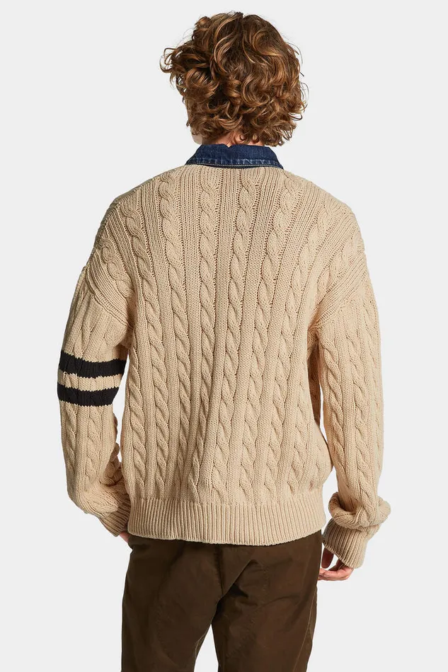 Dsquared2 Knitwear Denim Detail Knit Cardigan White 8211 Men