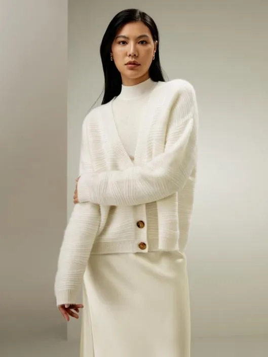 Elegant VNeck Cashmere Cardigan Women Lilysilk Knitwear