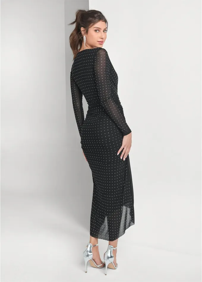 Embellished Highlow Dress Black Women VENUS Midi Dresses