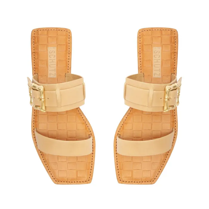 Enola Double Leather Sandal Light Beige Women Schutz Shoes Enola