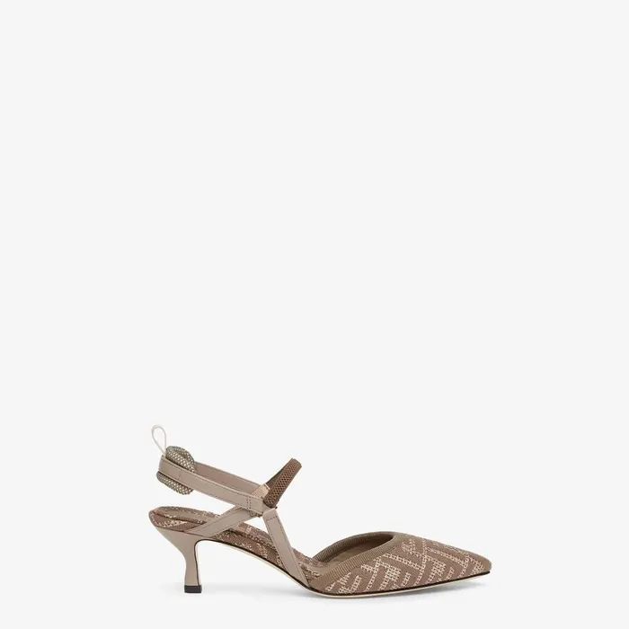 Fendi Colibr Colibr Lite Dove Gray Cotton Mediumheeled Slingbacks 8211 Women
