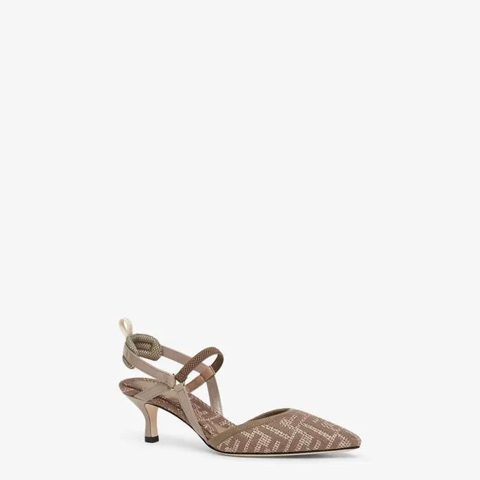 Fendi Colibr Colibr Lite Dove Gray Cotton Mediumheeled Slingbacks 8211 Women