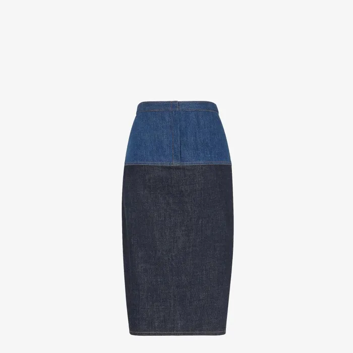 Fendi Denim Jeans Skirt Blue Twotone Denim Skirt 8211 Women