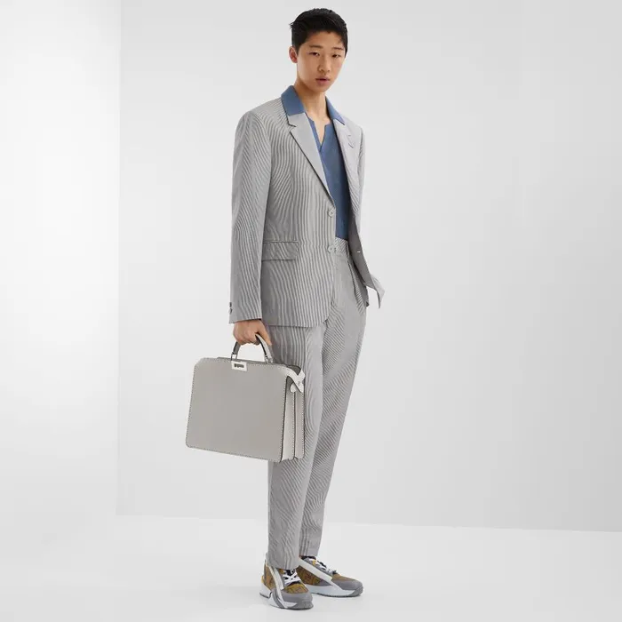 Fendi Jackets and Suits Pants Gray Pinstriped Fabric Pants 8211 Men