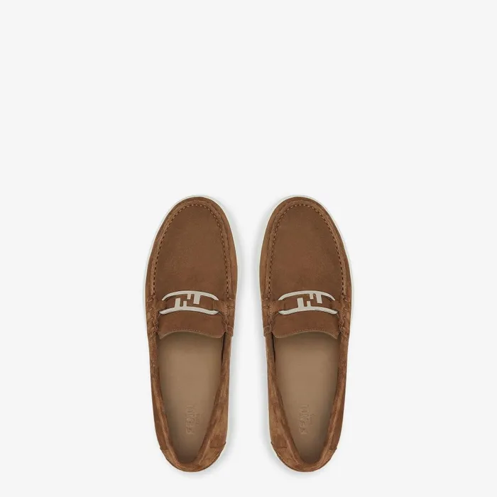 Fendi Loafers and Drivers Fendi OLock Light Loafers Brown Suede Loafers 8211 Men