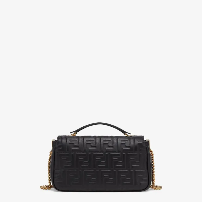 Fendi Shoulder and Crossbody Bags Baguette Chain Midi Black Nappa Leather Bag With FF Motif 8211 Women