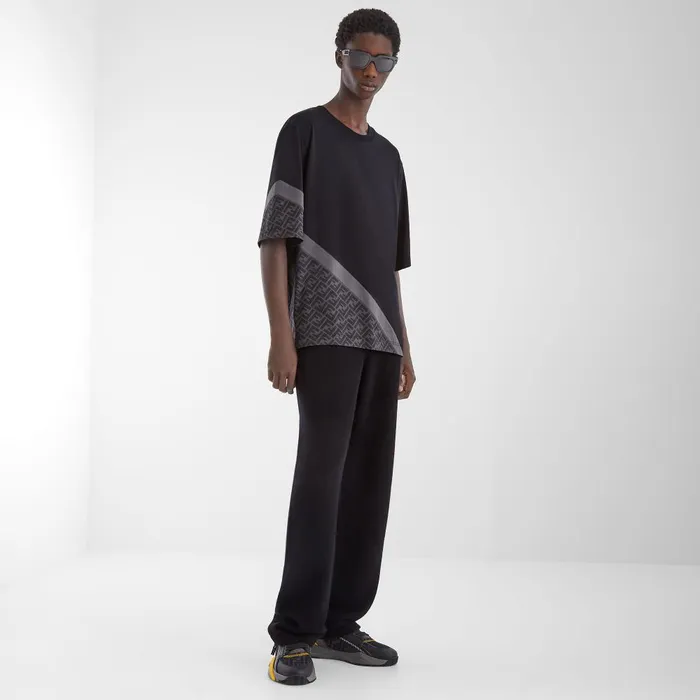 Fendi Tshirts and Polos Tshirt Black Fendi Diagonal Jersey Tshirt 8211 Men