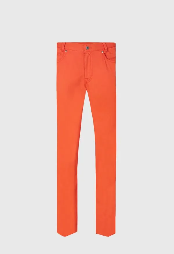Five Pocket Satin Finish Cotton Pant Cream Pants Paulstuart Mens