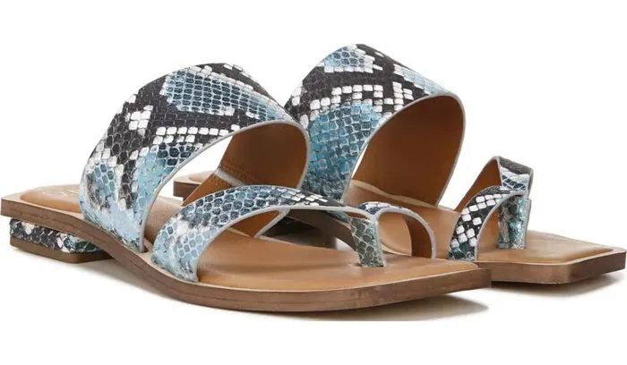 Flat Sandals Women Franco Sarto Sarto Ediana Sandal Teal Snake Print Leather Flat Sandals Women Franco Sarto Sarto Ediana Sandal Teal Snake Print Leather