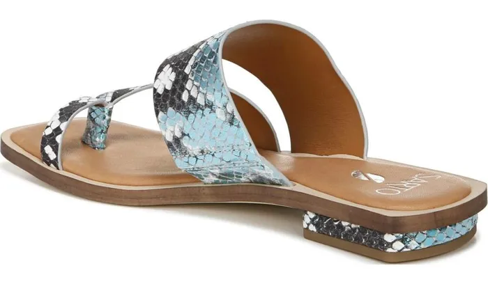 Flat Sandals Women Franco Sarto Sarto Ediana Sandal Teal Snake Print Leather Flat Sandals Women Franco Sarto Sarto Ediana Sandal Teal Snake Print Leather