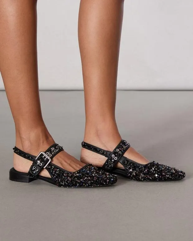 Flats Women Rag and Bone Astra Slingback Flats Black Multi