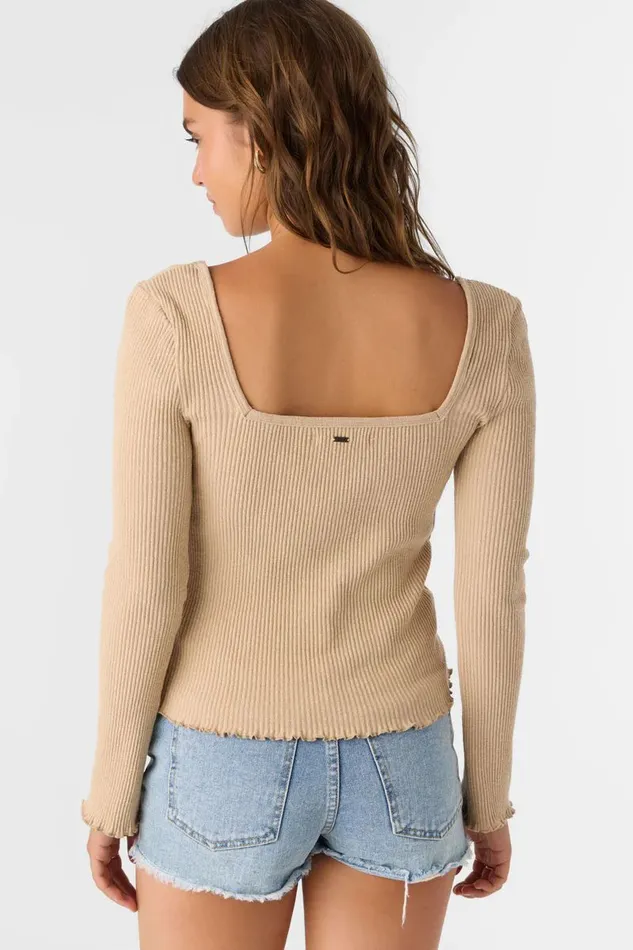 FLOKI SLUB RIB KNIT LONG SLEEVE TOP Nomad Women O039NEILL Collections