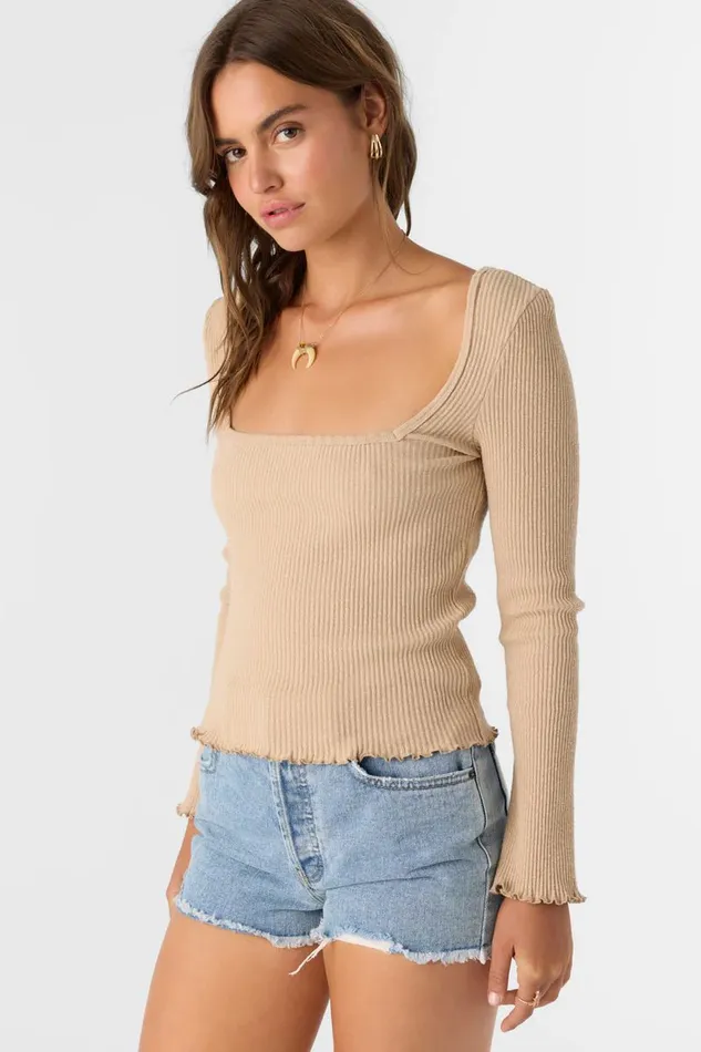 FLOKI SLUB RIB KNIT LONG SLEEVE TOP Nomad Women O039NEILL Collections