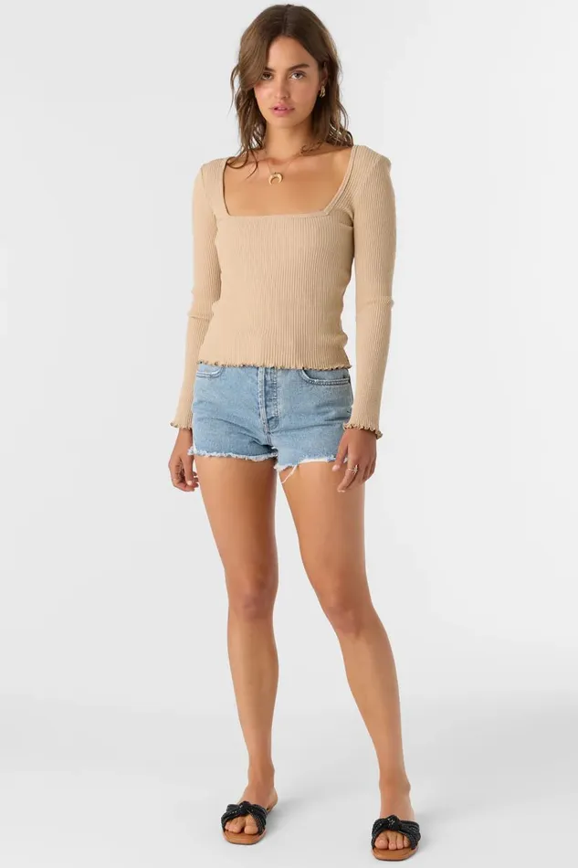 FLOKI SLUB RIB KNIT LONG SLEEVE TOP Nomad Women O039NEILL Collections