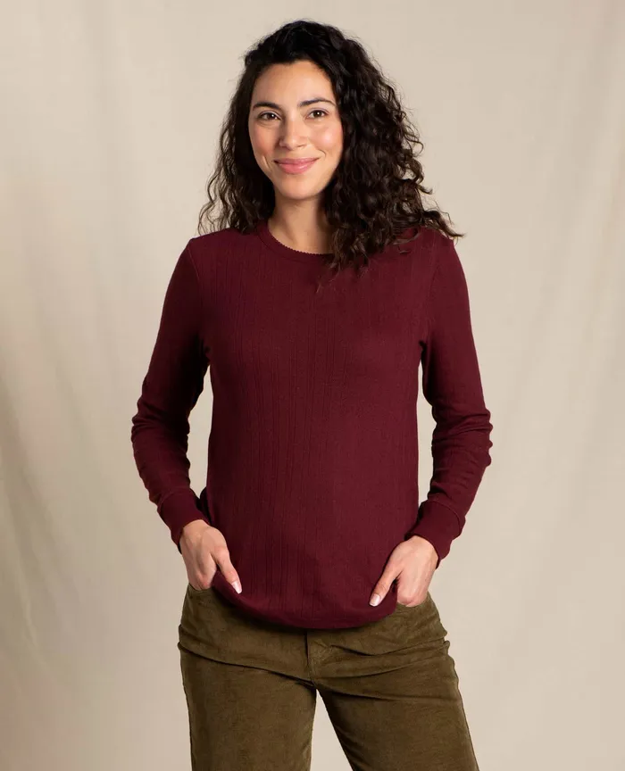 Foothill Pointelle Long Sleeve Crew Port Women8217s Loungewear and Sleep ToadandCo Foothill Pointelle Long Sleeve Crew Port Women8217s Loungewear and Sleep ToadandCo