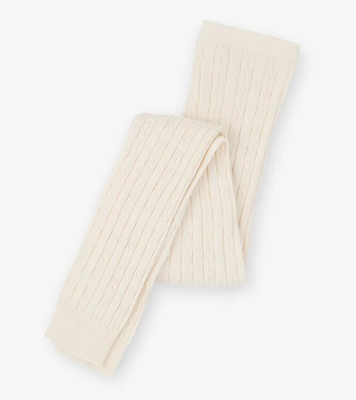 Girls Cream Cable Knit Tights Hatley