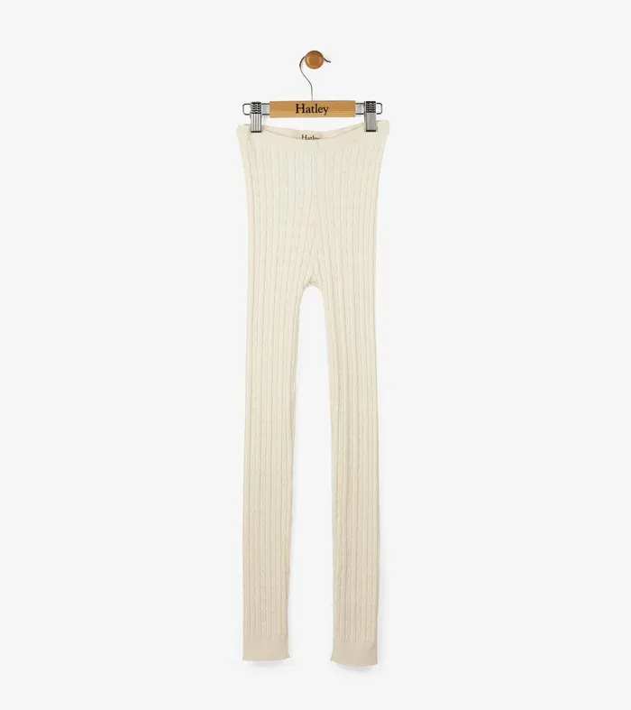 Girls Cream Cable Knit Tights Hatley