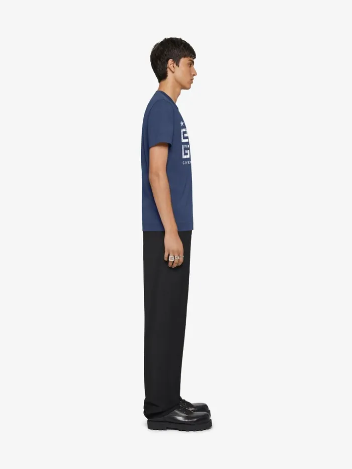 Givenchy 4G Stars Slim Fit Tshirt In Cotton Deep Blue Men TShirts