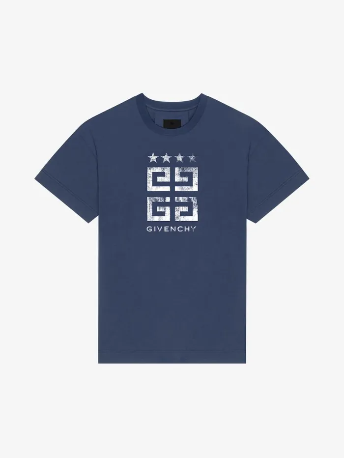 Givenchy 4G Stars Slim Fit Tshirt In Cotton Deep Blue Men TShirts