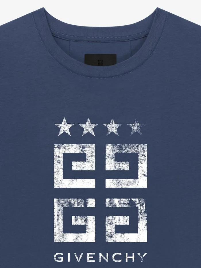 Givenchy 4G Stars Slim Fit Tshirt In Cotton Deep Blue Men TShirts