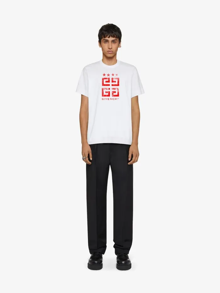 Givenchy 4G Stars Slim Fit Tshirt In Cotton Whitered Men TShirts