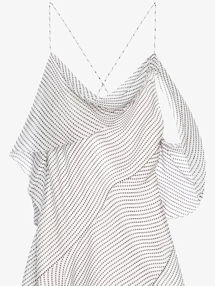 Givenchy Asymmetric Polka Dots Draped Dress In Silk Chiffon Ecrublack Women Dresses
