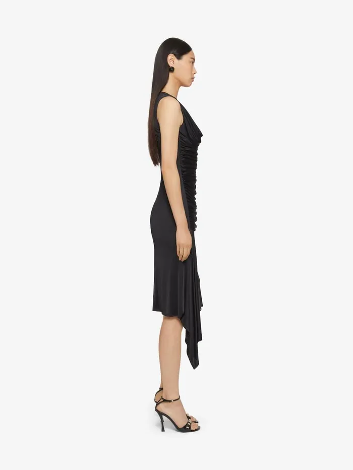 Givenchy Asymmetrical Draped Dress In Jersey Black Women Dresses