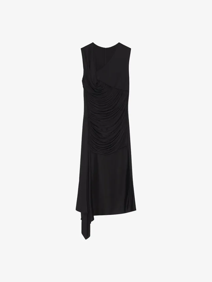 Givenchy Asymmetrical Draped Dress In Jersey Black Women Dresses
