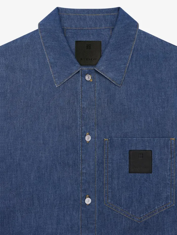 Givenchy Boxy Fit Shirt In Denim Indigo Blue Men Shirts