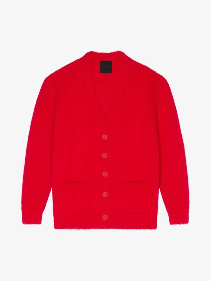 Givenchy Cardigan In Alpaca Wool Vermillon Women Knitwear