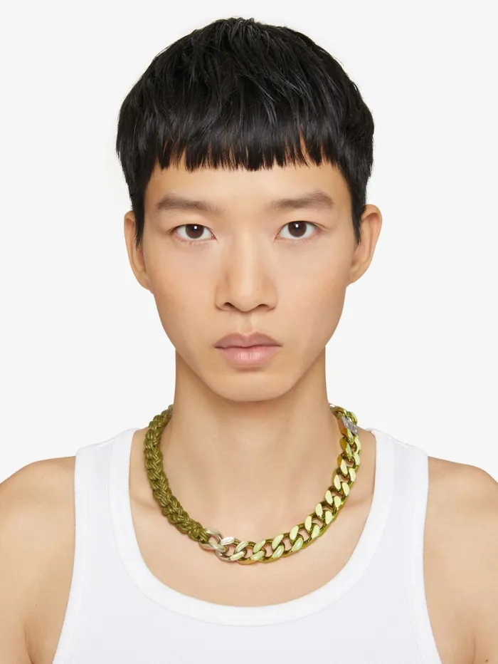Givenchy Chain Necklace In Enamel And Macrame Lime Men Jewelry Givenchy Chain Necklace In Enamel And Macrame Lime Men Jewelry