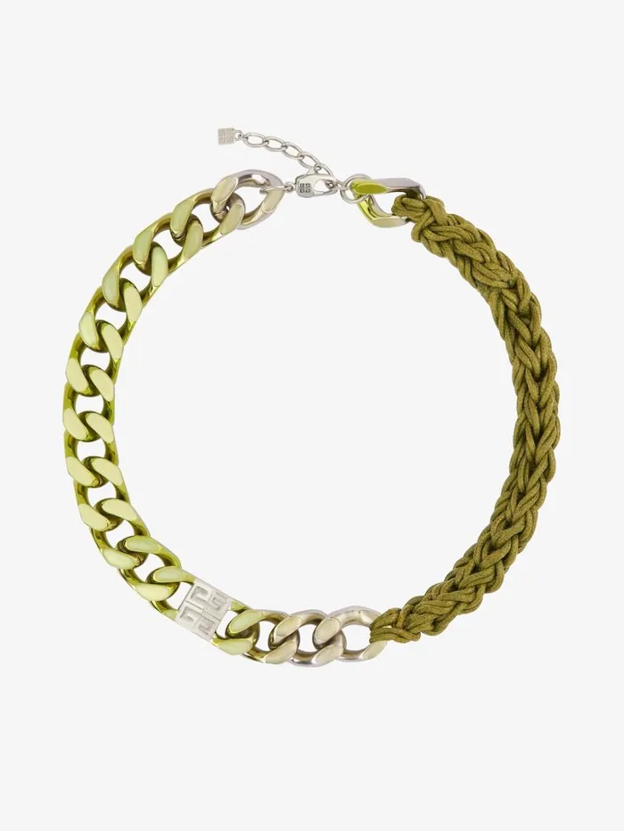 Givenchy Chain Necklace In Enamel And Macrame Lime Men Jewelry Givenchy Chain Necklace In Enamel And Macrame Lime Men Jewelry