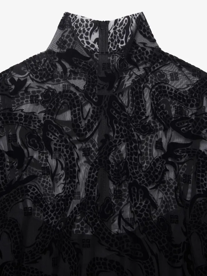 Givenchy Dress In 4G Dragon Tulle Black Women Dresses