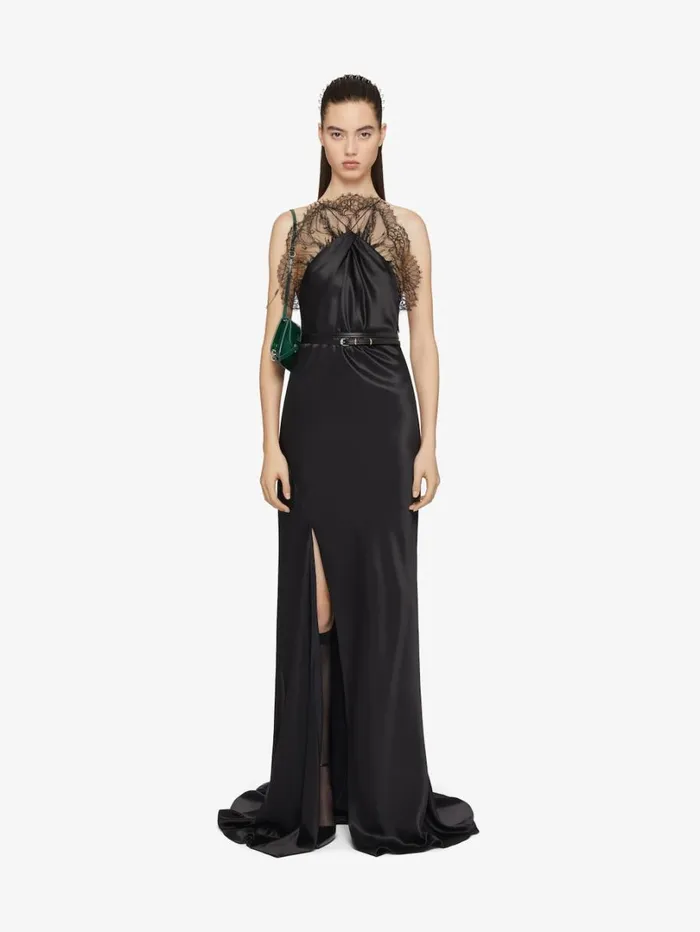 Givenchy Evening Dress In Satin With Lace Black Women Dresses