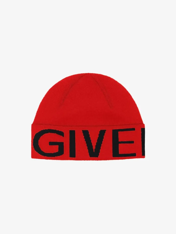 Givenchy GIVENCHY Beanie In Wool Redblack Men Beanies and Caps