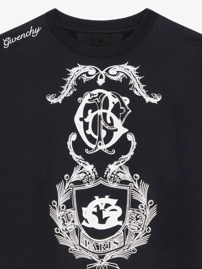 Givenchy GIVENCHY Crest Boxy Fit Sweatshirt In Fleece Black Men Sweatshirts and Hoodies