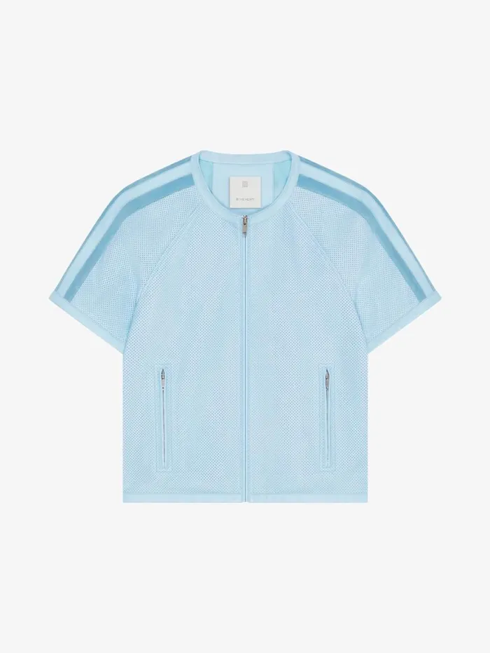 Givenchy Jacket In Perforated Leather Sky Blue Men Outerwear and Blousons