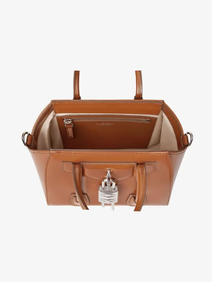 Givenchy Mini Antigona Lock Bag In Box Leather Chestnut Women Crossbody Bags Givenchy Mini Antigona Lock Bag In Box Leather Chestnut Women Crossbody Bags