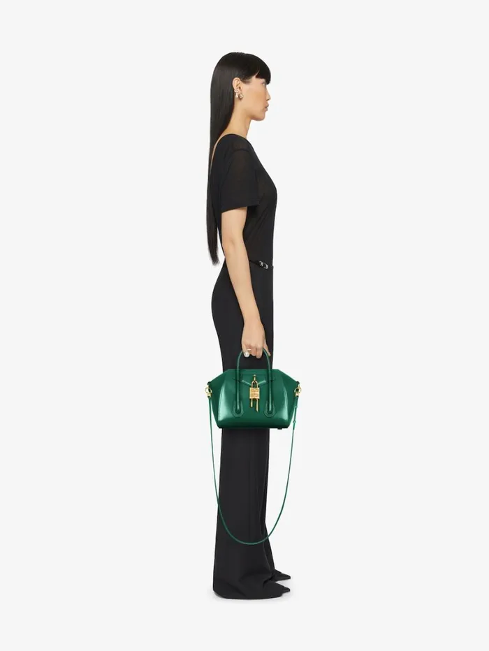 Givenchy Mini Antigona Lock Bag In Box Leather Emerald Green Women Crossbody Bags Givenchy Mini Antigona Lock Bag In Box Leather Emerald Green Women Crossbody Bags