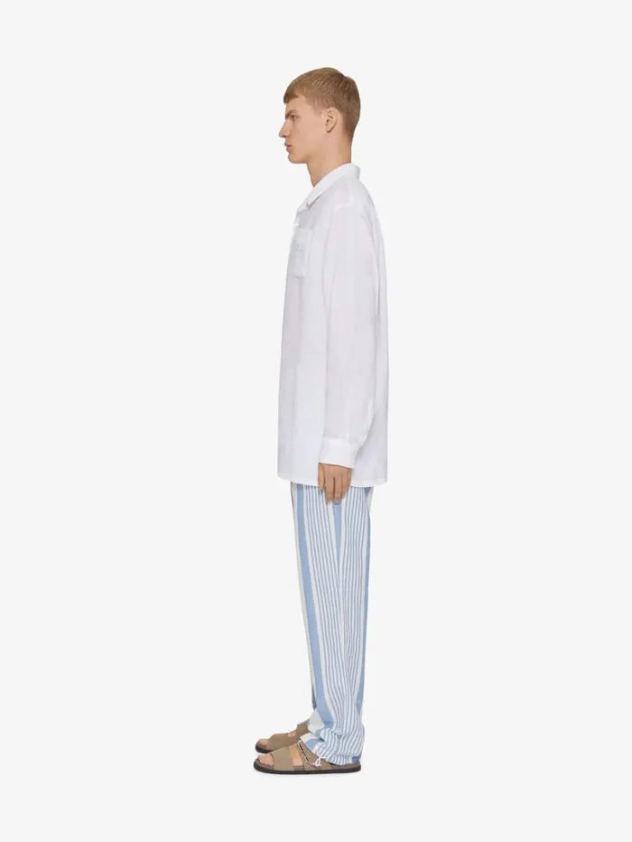 Givenchy Pants In Linen With 4G Stripes Blueoff White Men Pants and Shorts