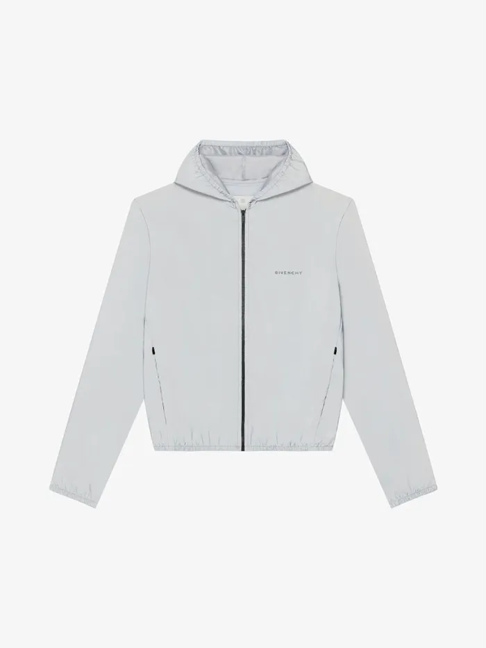 Givenchy Reflective Hooded Windreaker Light Blue Men Outerwear and Blousons
