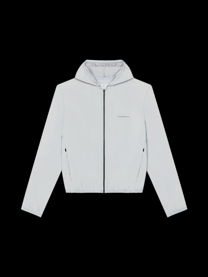Givenchy Reflective Hooded Windreaker Light Blue Men Outerwear and Blousons