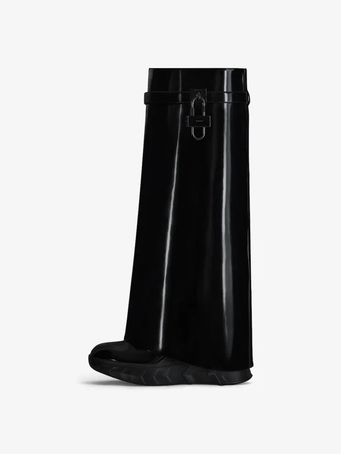 Givenchy Shark Lock Biker Boots In Patent Leather Black Women Shark Lock Givenchy Shark Lock Biker Boots In Patent Leather Black Women Shark Lock