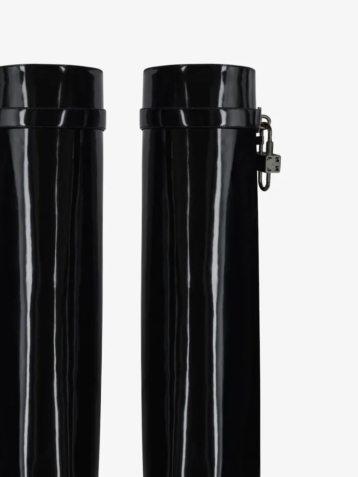 Givenchy Shark Lock Biker Boots In Patent Leather Black Women Shark Lock Givenchy Shark Lock Biker Boots In Patent Leather Black Women Shark Lock