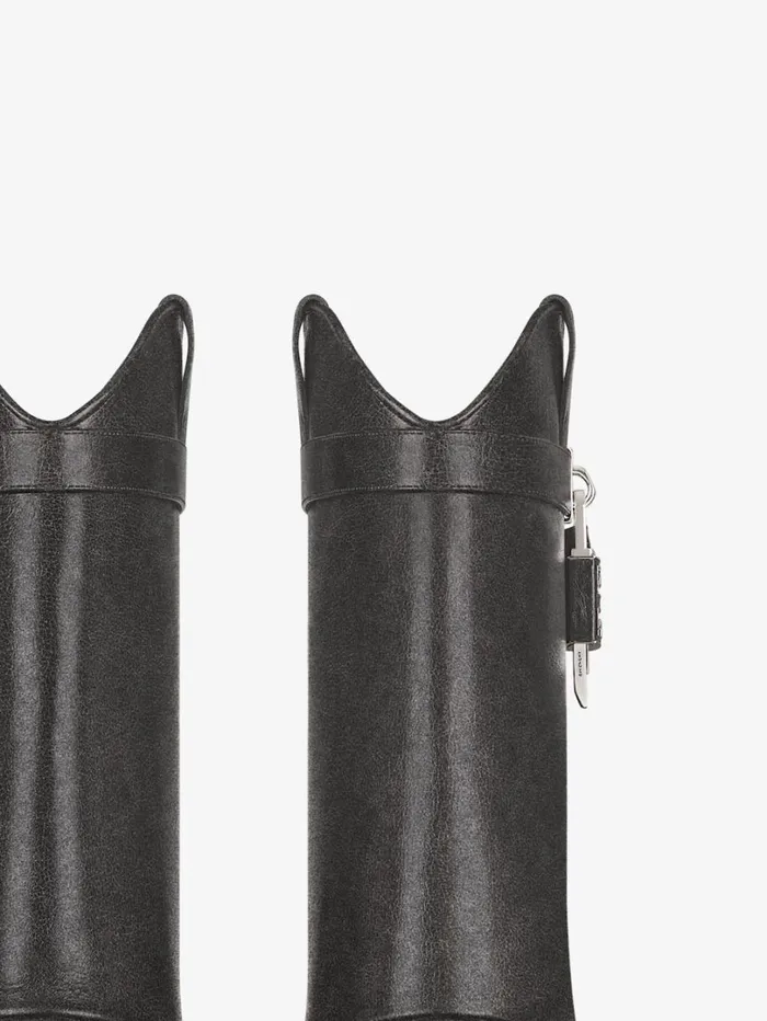 Givenchy Shark Lock Cowboy Ankle Boots In Aged Leather Black Women Shark Lock Givenchy Shark Lock Cowboy Ankle Boots In Aged Leather Black Women Shark Lock